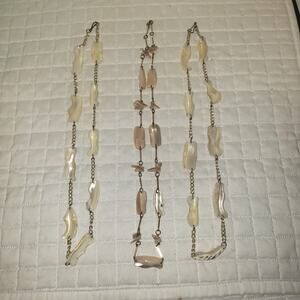Mother Of Pearl Vintage Iridescent Sea Shell Necklace Abalone Set of 3